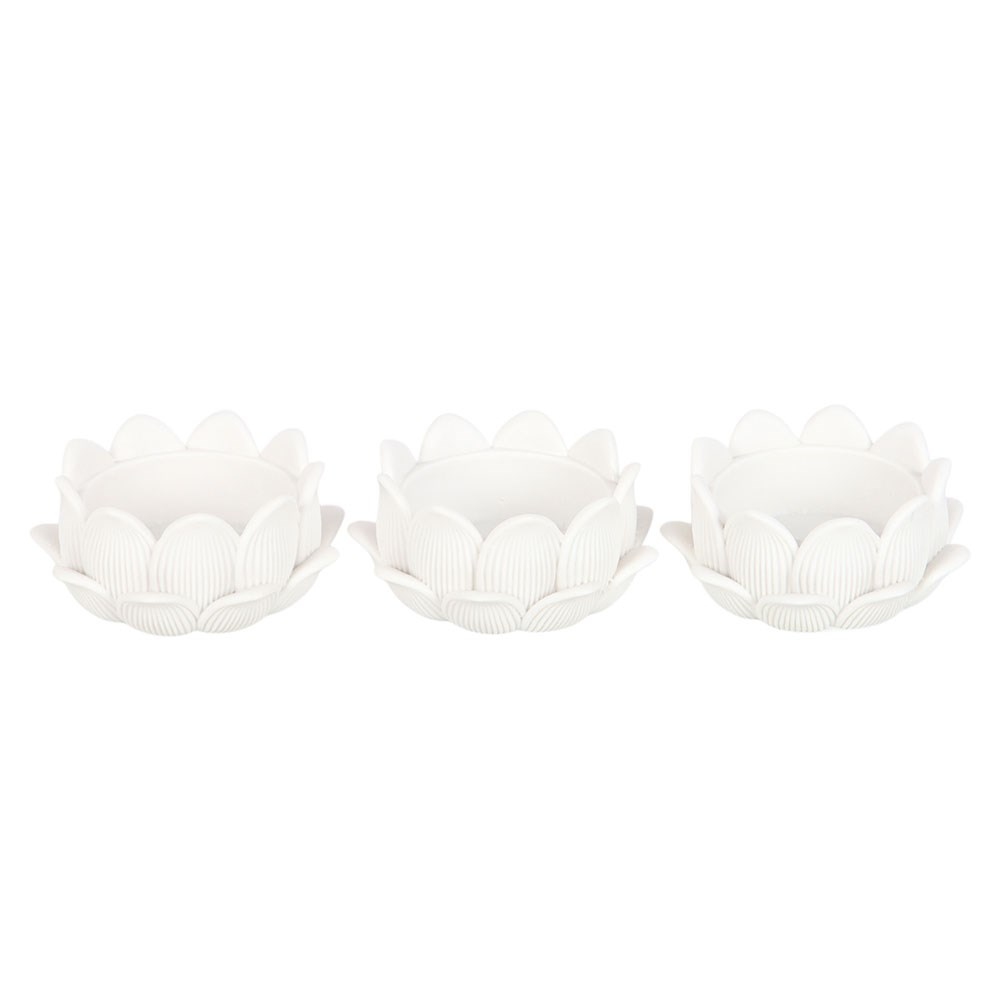 Something Different - Set of 3 White Lotus Flower Portebougie - Blanc